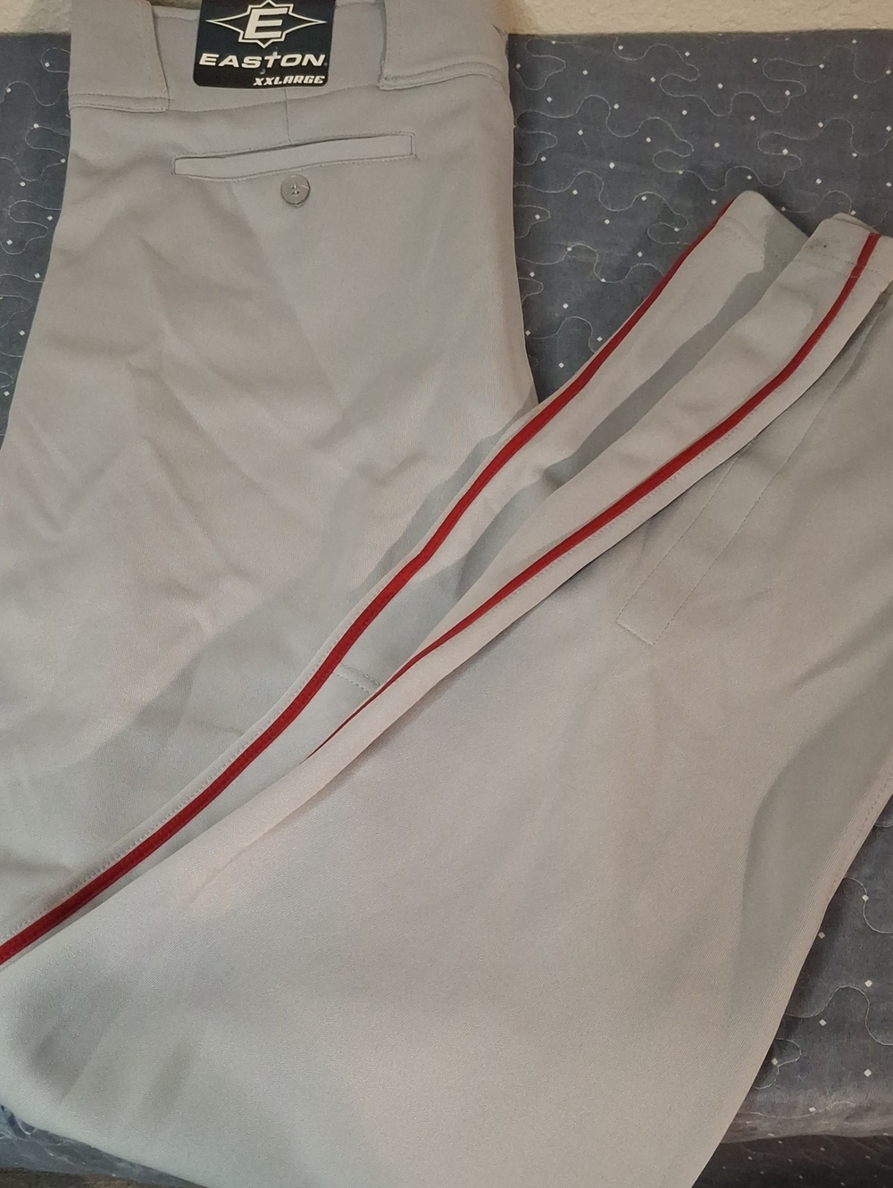 Easton Light Gray Baseball Pants with Red Side Stripe size XXL NWT